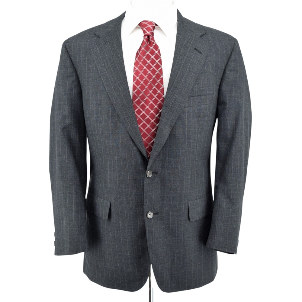 Vtg 80s Brooks Brothers Wool Pinstripe Blazer Sport Coat Charcoal Gray 43R USA